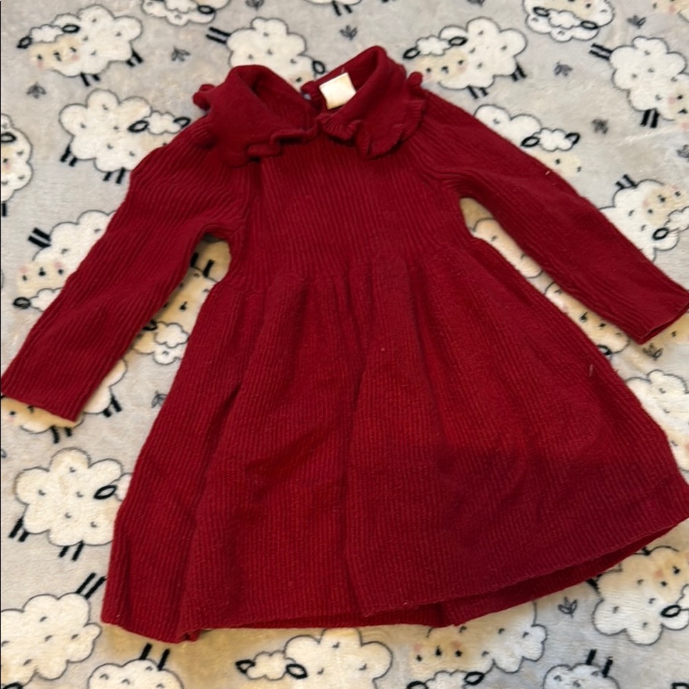 GAP Red Pleated Sundress with Peter Pan Collar